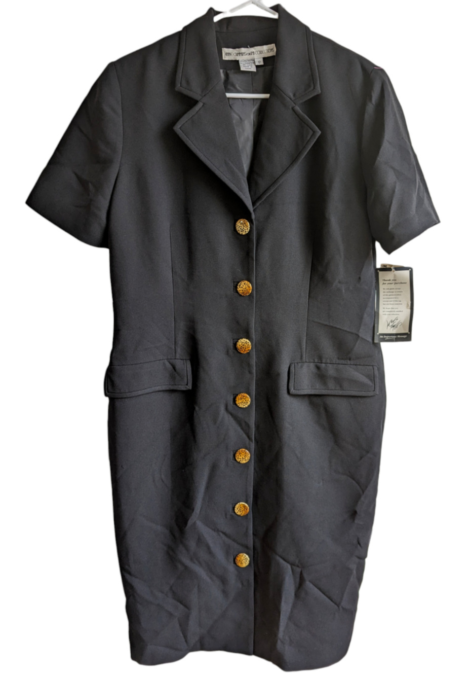 Vintage Anne Crimmins Umi Collections Black Blazer Button Up Dress Size 12 NWT